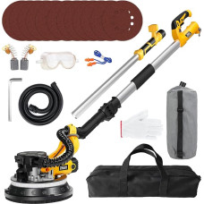 ZHJAN Drywall Sander, 7.5 A Foldable & Retractable Drywall Sander, 2100 RPM Variable Speed, 5-Speed Gear, Expandable Handle, Drywall Sander with LED for Sharpening Walls