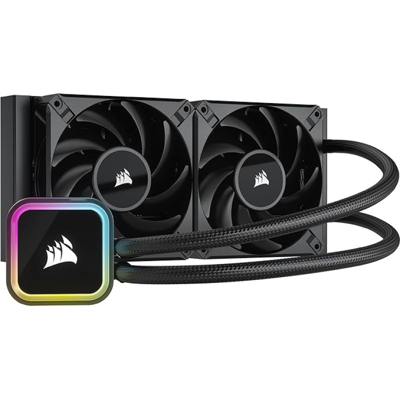 Corsair iCUE H100i RGB Elite 16 Dynamic RGB LED CPU Liquid Cooler, AF Elite Series 120mm FDB Fan, 240mm Radiator, iCUE Software, LGA 1700, 1200, 115X, 2066 and AM4 Socket, Black