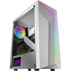 Mars Gaming MC-X7 PC Gaming ATX Case, White, ARGB Front, 12 cm RGB Fan, Full Side Window