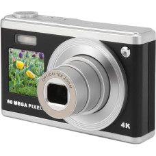 4K skaitmeninis fotoaparatas, 60 MP Ultra HD 10x optinis priartinimas, kompaktiška vaizdo kamera, nešiojamasis kelionių fotoaparatas (juodas)