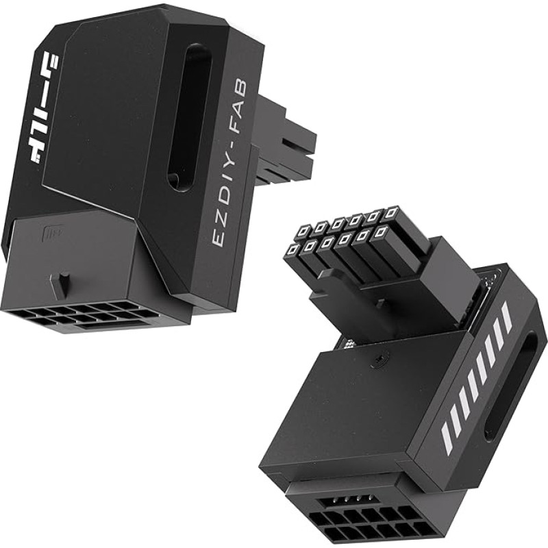 EZDIY-FAB PCIe 5.1 adapteris 600W 12+4 kontaktų, 16 kontaktų 12VHPWR GPU kištukas, 12V-2x6 GPU adapteris, dešinysis 90 laipsnių kampas, suderinamas su RTX 3090Ti,4070Ti,4080,4090 GPU-RVS tipo, juodas, 1 pakuotė