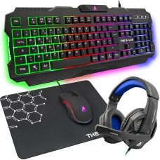 The G-LAB Combo Argon E - Gaming Set 4 in 1 - AZERTY Backlit Gaming Keyboard Gaming Mouse 3200 DPI Microphone Gamer Non-Slip Mouse Pad French Version