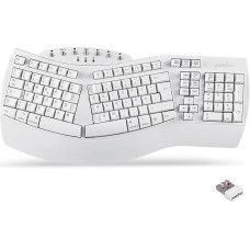 Perixx 11620 PERIBOARD-612 Ergonomic Wireless Keyboard, Split Keypad with Dual Mode 2.4G or Bluetooth, Compatible with Windows 10 and Mac OS X, White, QWERTZ German Layout