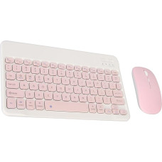 VBESTLIFE Wireless Keyboard and Mouse Ultra Slim Combination Waterproof 2.4G Quiet Compact USB Mouse and 10 Inch Keyboard Set for Laptop PC (Pink)