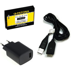 bg-akku24 Įkroviklis Baterija ir įkrovimo kabelis Duomenų kabelis USB kabelis, skirtas Samsung EX1 ST5000 ST5500 WB600 WB650 WB660 WB2000 WB5000 WB5500