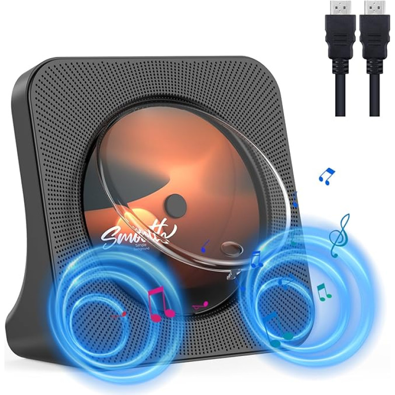 DVD Player with HDMI DVD Player for TV with Bluetooth Speaker Remote Control Dust Cover Screen FM Radio Timer USB Playback AUX Playback Headphone Jack Black