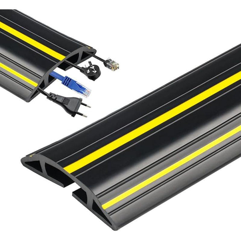 2 m PVC kabelių tiltas grindims, 3 grindų kanalai kabeliams, grindų kabelių apsauga, pagal dydį supjaustyti grindų laidų dangčiai namams, biurui, dirbtuvėms, sandėliui (juoda)