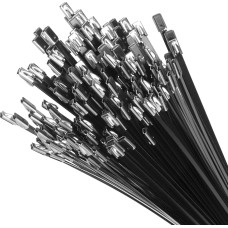 XINGO 200 nerūdijančio plieno nerūdijančio plieno juodos spalvos 300 x 4,6 mm kabelių kaklaraiščių pakuotė, metalas 304, tvirti įvairios paskirties kabelių kaklaraiščiai, skirti išmetamųjų dujų apvyniojimui, lauke, stogeliuose ir kt.
