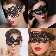 Pakuotė iš 4 juodų nėrinių kaukės Moterys Venecijos kaukės nėrinių kaukės Helovinas maskaradas karnavalas šalis kostiumas kamuolys
