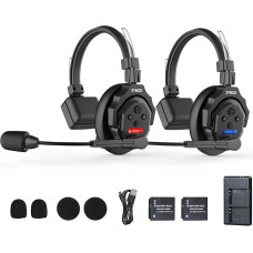 SYNCO XTALK X2 Wireless Intercom Headset, 2.4GHz Full Duplex Wireless Communication System 24H 350M for Film Production (Pack of 2)