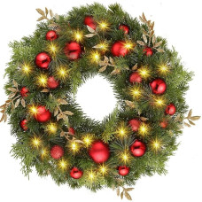 Kalėdinis vainikas, Kalėdinis durų vainikas, dirbtinis vainikas su kalėdinėmis puokštėmis, uogomis ir pušų spurgomis, advento vainikas, kalėdinė dekoracija, 40 cm skersmens, skirtas lauko durims, židiniui ir sienai