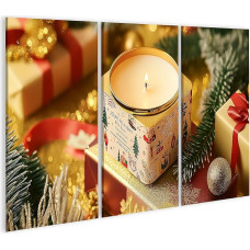 Islandburner Prime Picture on Canvas Kalėdų žvakė ir dovanos ant auksinės staltiesės gyvenamasis kambarys Šeima Namų nuotraukos Sienų nuotraukos Plakatas