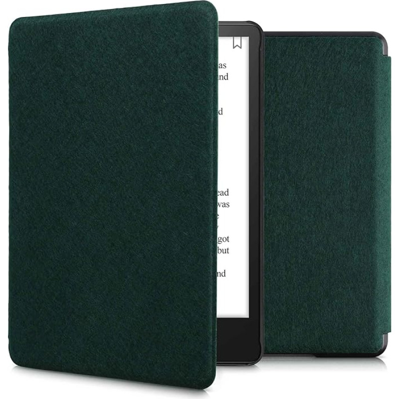 kwmobile Case Compatible with Amazon Kindle Paperwhite (11th Gen - 2021) - Felt Fabric eReader Protective Cover Case - Petrol Blue