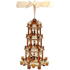 521306 Šventosios Šeimos medinė piramidė Kalėdoms, natūrali / ruda, 4 lygių (D x Š x V), apie 19 x 16,5 x 49,5 cm