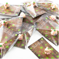 Logbuch-Verlag Small Favours Lucky Charm + Card Many Happy Gold Green - Give-Away Party Bag Christmas New Year Egzaminas