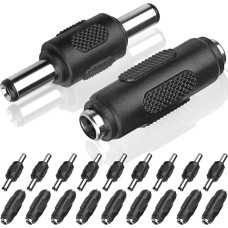 DC 5.5mm 2.1mm DC Male DC Female Connector DC Power Supply Plug Adapter Coupler 10pcs Male to Male 10pcs 12V Female to Female for CCTV Security Camera