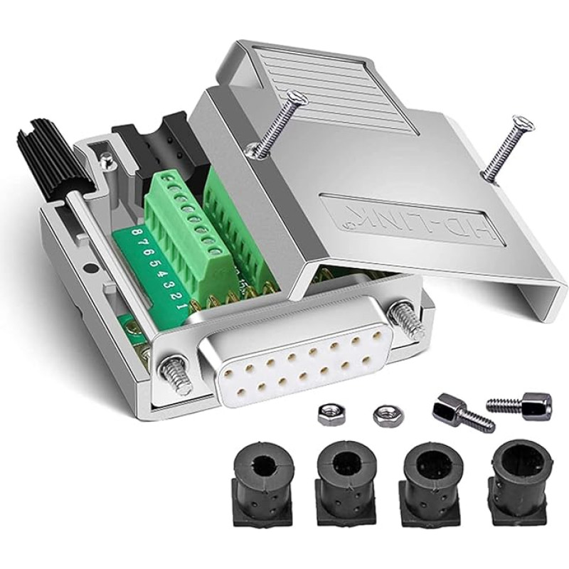 PENGLIN DB15 moteriškos lyties be lydmetalio 2 eilių metalinis korpusas 15 kontaktų RS232 D-SUB moteriškos lyties serijinis adapteris