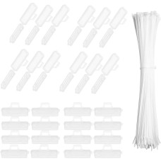 50 Stück transparente Kabeletiketten und 50 Stück weiße Kabelbinder Box mit Tags Wiederverwendbare Netzwerkkabeletiketten für Kabelmanagement