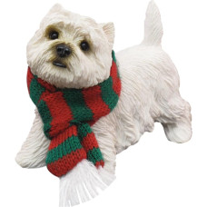 West Highland White Terrier with Red and Green Scarf Christmas Ornament