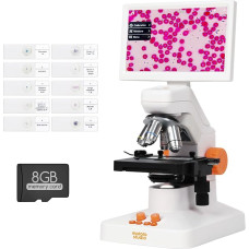 MT3-5 USB Digital Microscope for Children 1600x with 7 Inch Touchscreen Mobile Caliper Stage 8MP CMOS Slide Professional Biological Microscope for School Laboratory Student Adults