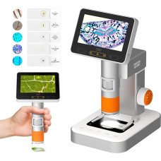 MX2-AS mikroskopas su 4,3 colių 1080P LCD ekranu, MatataStudio 100-1600X skaitmeninis mikroskopas vaikams ir suaugusiesiems, 2 in 1 nešiojamas mikroskopas, galingas biologinis mokomasis mikroskopas vaikams 8-12 m.