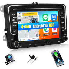 CAMECHO 4+64G 7 Inch Android 13 Navigation Car Radio for VW Passat Golf Jetta EOS Polo Touran Seat Sharan, Wireless Carplay Android Car Bluetooth Radio with WiFi GPS DSP FM/RDS + Canbus Reversing