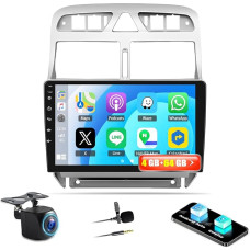4G + 64G Car Radio with Sat Nav for Peugeot 307 307CC 307SW 2002-2013 with Carplay Android Car, Android 13 Car Radio with 9 Inch Screen, Bluetooth Mirror Link WiFi FM/RDS HiFi + Reversing Camera