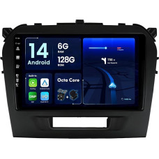 6G+128G - Android 14 IPS Car Radio Fits Suzuki Vitara (2014-2020) - Wireless CarPlay/Android Car/DSP - LED Camera & Mic - 9 Inch 2 DIN - DAB Steering Wheel Control Fast Boot 360 Camera WiFi