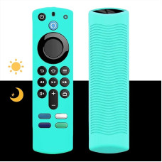 Silikon-Fernbedienung, Ersatz für 4K/HD-Streaming-Fernbedienung, rutschfest, waschbar, Schutz-Fernbedienung mit Umhängeband, leuchtet blau