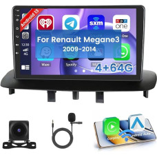 Hikity [4+64GB] Android 13 automobilinis radijas CarPlay Android automobilinis belaidis Renault Megane 3 2009-2014 Radijo ekranas 9 colių automobilinis radijas Bluetooth Mirror Link navigacija GPS EQ DSP WiFi FM
