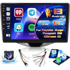Inefala Radio for Toyota Aygo Peugeot 108 Citroen C1 2015-2020 Android 2+64G with Wireless CarPlay Android Car, 6 Inch Screen with EQ 26UI FM RDS GPS Bluetooth WiFi SWC AHD Reversing Camera