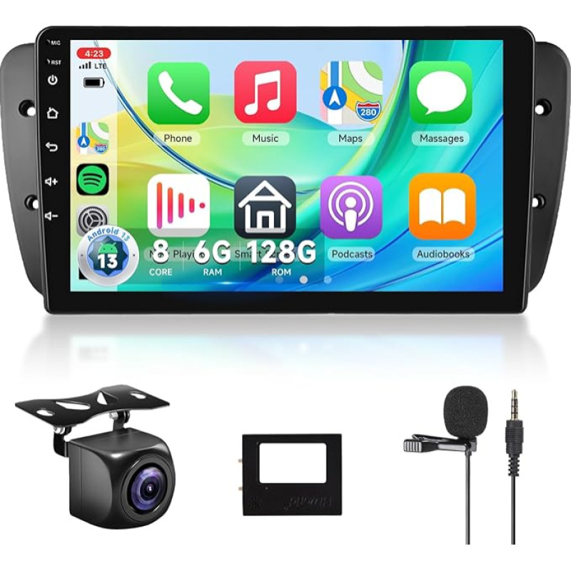 8 branduolių 6 + 128G: Hodozzy Carplay automobilinis radijas Seat Ibiza 6j 2009-2013, 9 colių jutiklinis ekranas Android automobilinis radijas su Android Car/WiFi/GPS/RDS/FM/Bluetooth/DSP + atbulinės eigos kamera