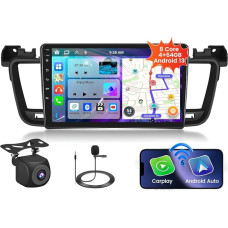 8 branduolių 4+64G Android 13 automobilinis radijas Peugeot 508 2011-2018 m. su belaidžiu kilimėliu ir Android Car & MirrorLink, 9 colių IPS ekrano automobilinis radijas su Bluetooth 5.0/GPS/Reversing