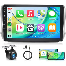 Rimoody 4+64G Wireless Carplay Android Autoradio für Peugeot 2008 208 2012-2018 10.1 Zoll HD Autoradio mit Android Auto GPS Mirror Link Bluetooth FM/RDS/DAB/DVR/EQ/USB Lenkradsteuerung Rückfahrkamera