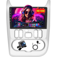 Inefala Autoradio für Renault Logan 1 Sandero 2009-2015/Dacia Duster 2010-2017, Android 2G+64G, Wireless Carplay & Android Auto, Radio 2 Din mit GPS/WiFi/Bluetooth/USB/RDS/FM Mikrofon Rückfahrkamera