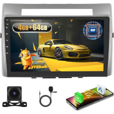 4+64G Android Car Radio for Toyota Corolla Verso AR10 2004-2009 with Wireless Carpaly & Android Car, 9 Inch IPS Touch Screen Radio with Bluetooth 5.0/GPS/Reversing Camera/FM/WiFi/SWC