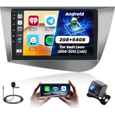 8 Core 4+64G Android 13 Car Radio for Seat Leon 2005-2012 (LHD) with Wireless Carpaly & Android Car & MirrorLink, 9 Inch IPS Screen Car Radio with Bluetooth 5.0/GPS/Rear View Camera/FM/WiFi/SWC