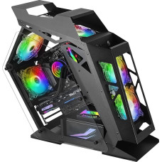 Mars Gaming MC61 microATX PC Gaming Compact Case, Black, 4 x 12 cm Fans, ARGB Chroma, Dual Tempered Glass Window
