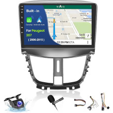 2G + 64G Android 13 Car Radio Bluetooth for Peugeot 207 2006-2015, 9 Inch Touchscreen Car Radio with Wireless Carplay & Android Car, GPS/WiFi/USB/RDS/FM, Microphone, Rear View Camera