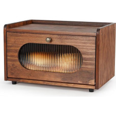 GUUSII HOME Bread Bin Wooden Bread Box Kitchen Counter Bread Storage Pine Wood Bread Storage Box Kitchen Bread Container Bread Storage with Magnetic Acrylic Door Bread Box Bin 36.5 x 23.5 x 22 cm
