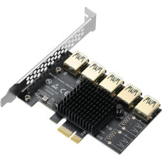 PCIe Splitter 1 to 5 Multiplier Riser Card, PCI ExpressX1 Expansion Riser Card, PCIE USB 3.0 Ports Adapter Card for Bitcoin ETH GPU Miner Rig