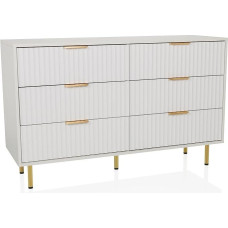 Hjelle Chest of Drawers with 6 Drawers, Golden Handles, Drawer Chest of Drawers for Living Room, Bedroom, Hallway, 120 x 40 x 75 cm, White