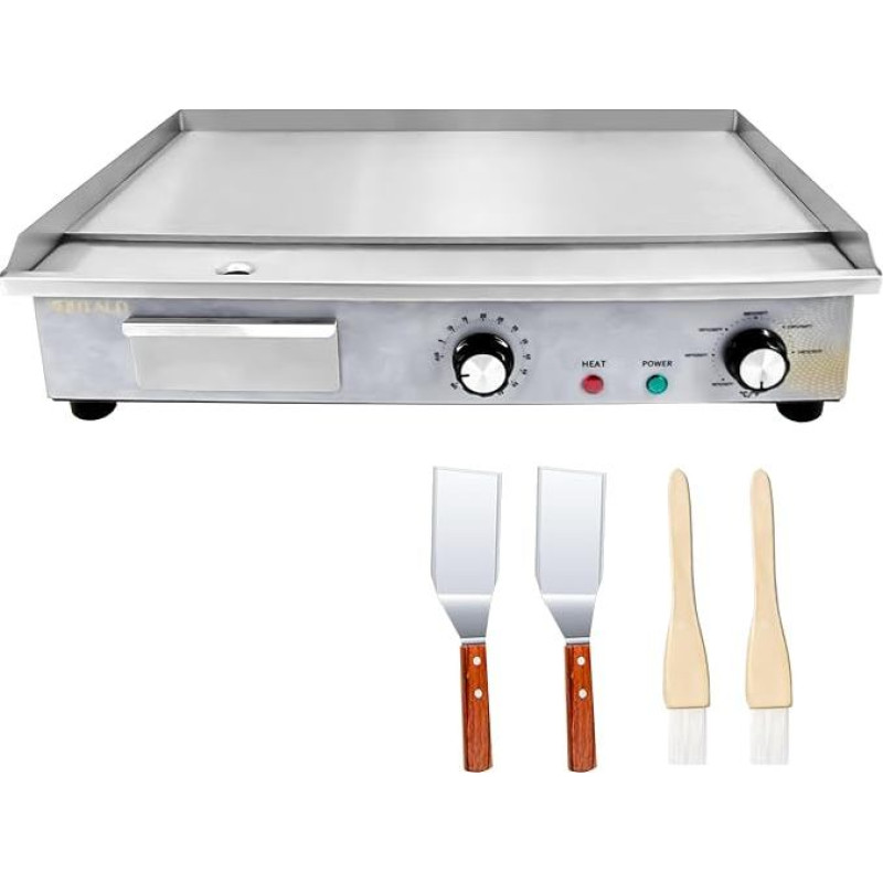 Elektrinė grilio plokštė su laikmačio jungikliu, profesionalus elektrinis grilis su 54 cm grilio paviršiumi, komercinė elektrinė grilio plokštė, stalinis grilis