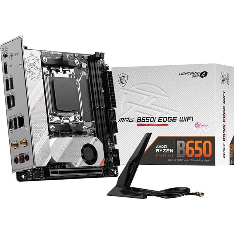 MSI MPG B650I Edge WiFi Gaming Motherboard (AMD AM5, Mini-ITX, DDR5, PCIe 4.0, M.2, SATA 6Gb/s, USB 3.2 Gen 2, HDMI, Wi-Fi 6E, AMD Ryzen 7000 Series Desktop Processors)