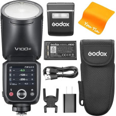 Godox V100-S V100S TTL Camera Flash for Sony, Godox V1PRO-S Upgraded, 100 Ws Round Head Flash Unit with OLED Screen and SU-1, 2.4G HSS 1/8000s Li-Ion 7.2 V/2980 mAh, V100S for Sony Cameras