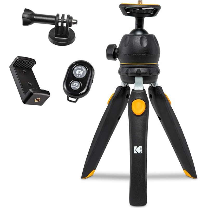 KODAK PhotoGear Mini Tripod with Remote Control, 360° Ball Head, Compact 9