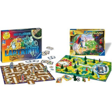 Ravensburger 26687 - Labirintas, šviečiantis tamsoje - klasikinis šeimos žaidimas su šviečiančia spalva, žaidimas vaikams ir šeimoms nuo 7 metų - stalo žaidimas, tinkamas 2-4 žaidėjams ir 26424 - Sagaland