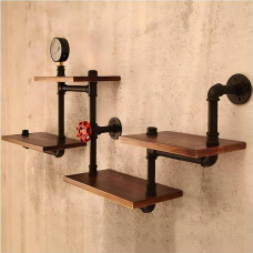 Pramonės sienų lentynos organizatorius Vamzdžių organizatorius Metalinis kaimiškas su medinėmis lentynomis Plūduriuojančios lentynos dekoracijos gyvenamajam kambariui Miegamasis Virtuvė