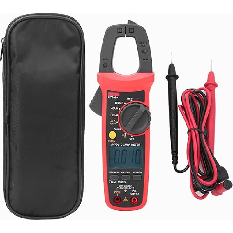 UNi T UT203+ Digital Clamp Meter, Multimeter, Voltage Tester, Automatic Range Selection, Measures Current, Voltage, Temperature, Capacitance, Resistance, Diodes, Continuity