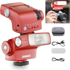 JINBEI Hi-5 fotoaparato retro blykstės GN16 Speedlite Įmontuota 2500 mAh ličio jonų baterija su S1/S2 jautrumo režimais CCT 6000K ± 200K, skirta 